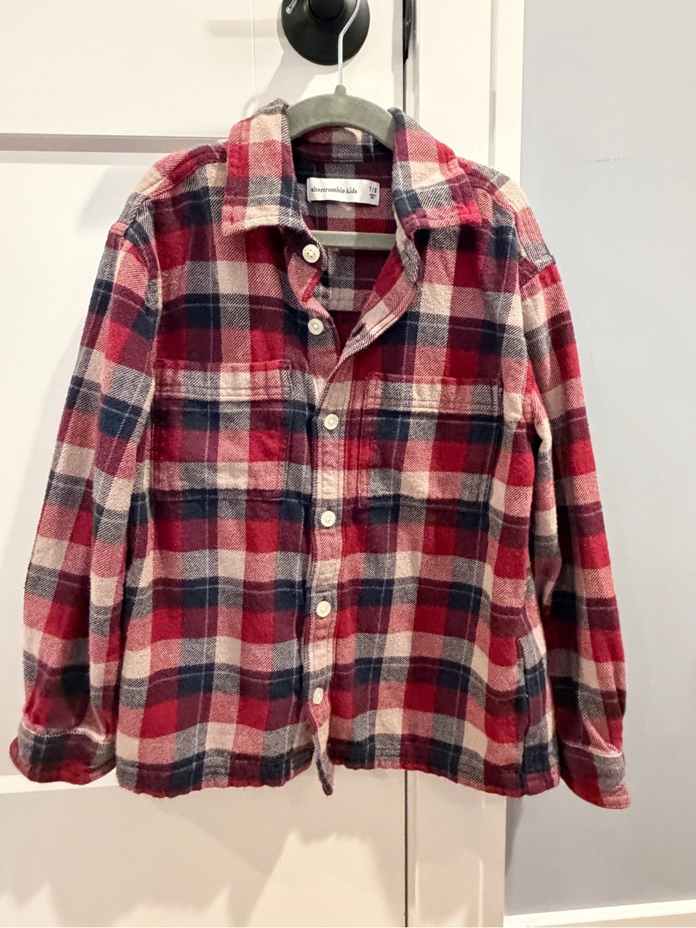 Abercrombie Kids Red & Navy Plaid Button-Up Shirt